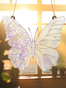 Floral Butterfly Suncatcher - Iridescent Acrylic Window Hanging Art - Custom Pastel Butterfly Decor for Garden, Bedroom or Gift