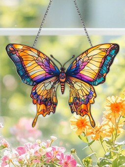 Butterfly Acrylic Suncatcher Window Hanging | Colorful Spring Decor Gift for Women Mothers Nature Lovers Garden Window Ornament