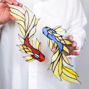 Koi karp stained glass suncatcher windowUnique gift for fish lovergift for her child Stained glass decorchristmas gift